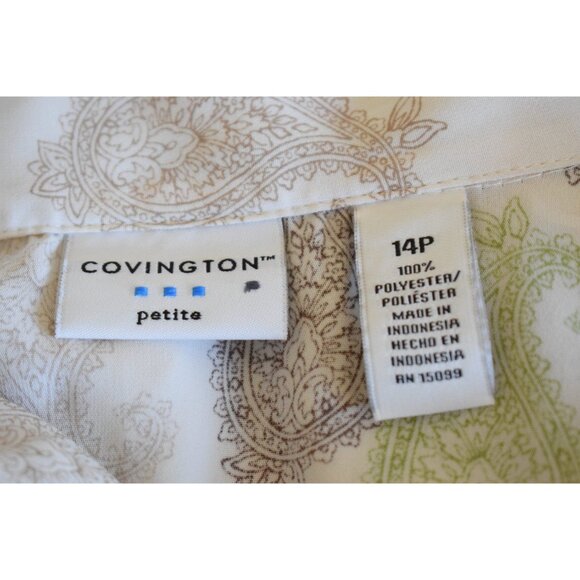 Vintage 90s Polyester Paisley Blouse |size 14P - Picture 8 of 8